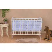 Qmini- Patut din lemn Timmi Heart 120x60 cm, Din lemn de pin, MDF, Somiera reglabila, Alb BYNQMTIMH01AL