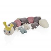 Protectie laterala multifunctionala cu jucarii din plus BabyJem Caterpilar (Culoare: Roz) JEMbj_6752