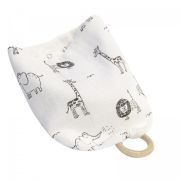 Baveta BabyJem din muselina cu inel din lemn (Model: Zoo) JEMbj_6783