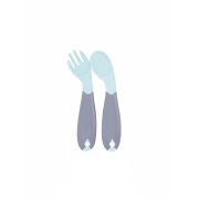 Set lingurita si furculita cu maner gri BabyJem (Culoare: Bleu) JEMbj_7033