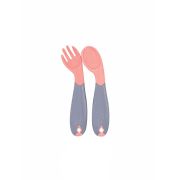Set lingurita si furculita cu maner gri BabyJem (Culoare: Roz) JEMbj_7032