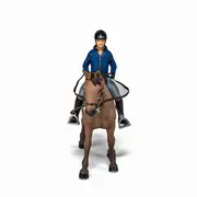 PAPO FIGURINA SET ECHITATIE CAL SI JOCHEU  IN JACHETA ALBASTRA VIVPapo51565