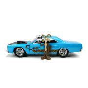 LOONEY TUNES ROAD RUNNER SET MASINUTA METALICA  1970 PLYMOUTH SCARA 1:24 SI FIGURINA WILE E COYOTE VIV253255028