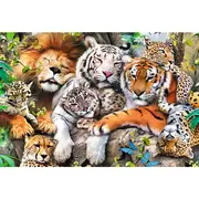 PUZZLE TREFL DIN LEMN 500+1 PIESE FELINELE DIN JUNGLA VIV20152