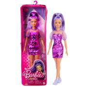 PAPUSA BARBIE FASHIONISTA CU PAR MOV CU ROCHIE CU UMERI BUFANTI VIVMTFBR37_HBV12