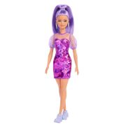 PAPUSA BARBIE FASHIONISTA CU PAR MOV CU ROCHIE CU UMERI BUFANTI VIVMTFBR37_HBV12