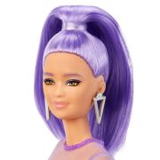 PAPUSA BARBIE FASHIONISTA CU PAR MOV CU ROCHIE CU UMERI BUFANTI VIVMTFBR37_HBV12