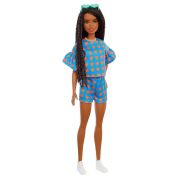 PAPUSA BARBIE FASHIONISTA SATENA CU CODITE IMPLETITE SI TINUTA CASUAL ALBASTRA VIVMTFBR37_GRB63