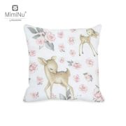 MimiNu - Perna clasica de dormit, Cu husa detasabila cu fermoar, Din bumbac, 40x40 cm, Sweet Deer Pink BYN6426972009867
