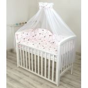 Set Lenjerie Din Bumbac Cu Protectie Laterala Pentru Pat Bebe 120 X 60 Cm, Inimioare , Amy Pjb83603
