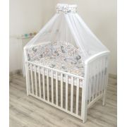 Set Lenjerie Din Bumbac Cu Protectie Laterala Pentru Pat Bebe 120 X 60 Cm, Safari Bej , Amy Pjb83599