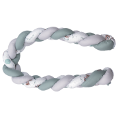 Aparatoare Laterala Pat Bumper Impletit, Inchidere Velcro, Bumbac Caprioara Mica, 180x21 Cm Pjb83156