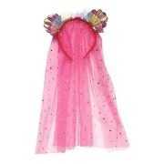 Costum Sirena cu Fustita, Diadema si Bagheta Magica Toi-Toys TT12147A BBJTT12147A_Roz