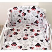 Set Lenjerie Din Bumbac Cu Protectie Laterala Pentru Pat Bebe 120 X 60 Cm, Miki, Amy Pjb83601