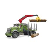 Bruder - Camion Lemne Mack Granite Cu Macara De Incarcare, Graifer Si 3 Busteni ARTBR02824