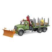 Bruder - Camion Lemne Mack Granite Cu Macara De Incarcare, Graifer Si 3 Busteni ARTBR02824
