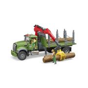 Bruder - Camion Lemne Mack Granite Cu Macara De Incarcare, Graifer Si 3 Busteni ARTBR02824