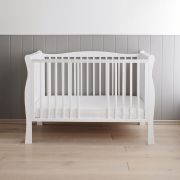 Patut Din Lemn Pentru Bebe, Inaltime Saltea Reglabila, Noble Alb + Saltea Cocos 120x60x10 Cm Pjbnoble_cot_white-saltea