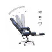 Scaun directorial cu suport picioare off 302, gaming, mecanism de balans, piele ecologica, cadru cromat, 110 kg drm9863