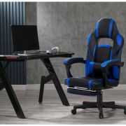 Scaun directorial cu suport picioare off 302, gaming, mecanism de balans, piele ecologica, cadru cromat, 110 kg drm9863