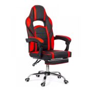 Scaun directorial cu suport picioare off 302, gaming, mecanism de balans, piele ecologica, cadru cromat, 110 kg drm9863
