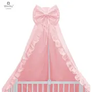 MimiNu - Baldachin pentru patut, cu funda si volanas, 210x145 cm, Colectia Royal, Powder Pink BYN6426972010375