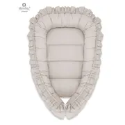 MimiNu - Cosulet bebelus pentru dormit, Baby Nest 75 x 75 cm, Cu Volanase, Colectia Royal, Beige BYN5907501433007