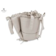 MimiNu - Lenjerie patut 3 piese, Cu volanase, Cu protectie laterala, Din bumbac, Pentru patut 120x60 cm, Colectia Royal, Beige BYN6426972010405