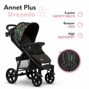 Lionelo - Carucior sport Annet Plus Dreamin\', De la nastere, Cu accesorii, 0 - 22 Kg, Negru BYNLO-ANNET_PLUS_DREAMIN
