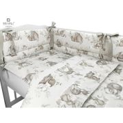 MimiNu - Lenjerie patut 3 piese, Cu protectie laterala, Design, Calm Forest Beige, Din bumbac, Pentru patut 120x60 cm BYN6426972011099