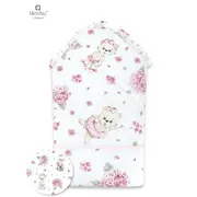 MimiNu - Paturica de infasat multifunctionala standard cu volan, 75x75 cm, Din bumbac, Design, Pink Balerina BYN6426972011587