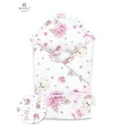 MimiNu - Paturica de infasat multifunctionala standard cu volan, 75x75 cm, Din bumbac, Design, Pink Balerina BYN6426972011587