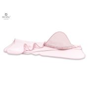 MimiNu - Prosop cu gluga 100x100 cm, Cu volanase, Colectia Royal, Powder Pink BYN6426972010818