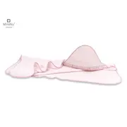 MimiNu - Prosop cu gluga 100x100 cm, Cu volanase, Colectia Royal, Powder Pink BYN6426972010818