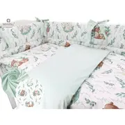 MimiNu - Set lenjerie patut 5 piese, Cu pilota si perna, Din bumbac, Pentru patut 120x60 cm, Lulu Natural BYN6426972011259