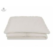 MimiNu - Set lenjerie patut 5 piese, Cu volanase, Cu pilota si perna, Din bumbac, Pentru patut 120x60 cm, Colectia Royal, Beige BYN6426972010795
