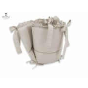 MimiNu - Set lenjerie patut 5 piese, Cu volanase, Cu pilota si perna, Din bumbac, Pentru patut 120x60 cm, Colectia Royal, Beige BYN6426972010795