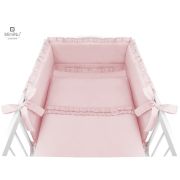 MimiNu - Set lenjerie patut 5 piese, Cu volanase, Cu pilota si perna, Din bumbac, Pentru patut 120x60 cm, Colectia Royal, Powder Pink BYN6426972010788