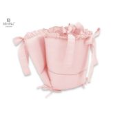 MimiNu - Set lenjerie patut 5 piese, Cu volanase, Cu pilota si perna, Din bumbac, Pentru patut 120x60 cm, Colectia Royal, Powder Pink BYN6426972010788