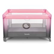 Lionelo - Patut pliant cu un nivel Stefi, Cu intrare laterala cu fermoar, 2 roti, 120x60 cm, Roz Ombre BYNLO-STEFI _PINK_OMBRE