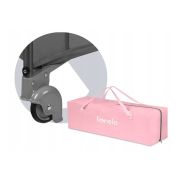 Lionelo - Patut pliant cu un nivel Stefi, Cu intrare laterala cu fermoar, 2 roti, 120x60 cm, Roz Ombre BYNLO-STEFI _PINK_OMBRE