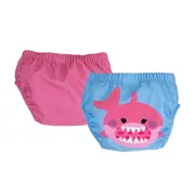 Set 2 chilotei de baie impermeabili, Zoocchini, protectie UPF50+, marime M, 12-24 Luni &ndash; Pink Shark KRTZOO2811