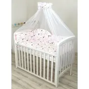 Baldachin Din Tul, Funda Din Bumbac, Imprimeu Lenjerie Inimioare Roz, Amy 300x160 Cm, Suport De Prindere Inclus, 153h Cm Pjb83697+s