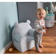 Fotoliu Pentru Copii Cu Spatar, Catifea Velvet Ursulet Teddy Gri Pjbc4343