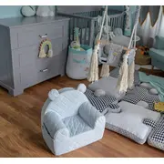 Fotoliu Pentru Copii Cu Spatar, Catifea Velvet Ursulet Teddy Gri Pjbc4343