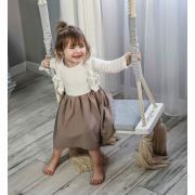 Leagan Din Lemn Si Spuma Pentru Copii Woodswing By Babysteps, Catifea Velvet Grey Pjbc577-3615