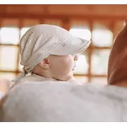 Sepcuta De Soare 6 Luni - 6 Ani Reglabila Din Bumbac Muselina Cu Cozoroc Pentru Protectie, Sepia Rose Pjbc-54788