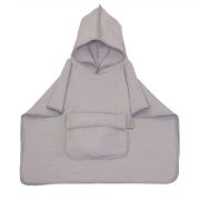 Prosop Din Bumbac Muselina Cu Gluga Si Buzunar Pentru Bebelusi Si Copii, Poncho, Gri, 60x65 Cm Pjb83892
