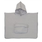 Prosop Din Bumbac Muselina Cu Gluga Si Buzunar Pentru Bebelusi Si Copii, Poncho, Gri, 60x65 Cm Pjb83892