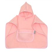 Prosop Din Bumbac Muselina Cu Gluga Si Buzunar Pentru Bebelusi Si Copii, Poncho, Rose, 60x65 Cm Pjb83890
